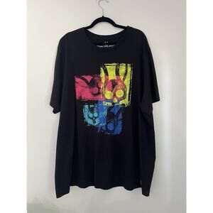 Psycho Bunny Mens 2XL Pima Cotton Neon Skull Graphic Short Sleeve Black
